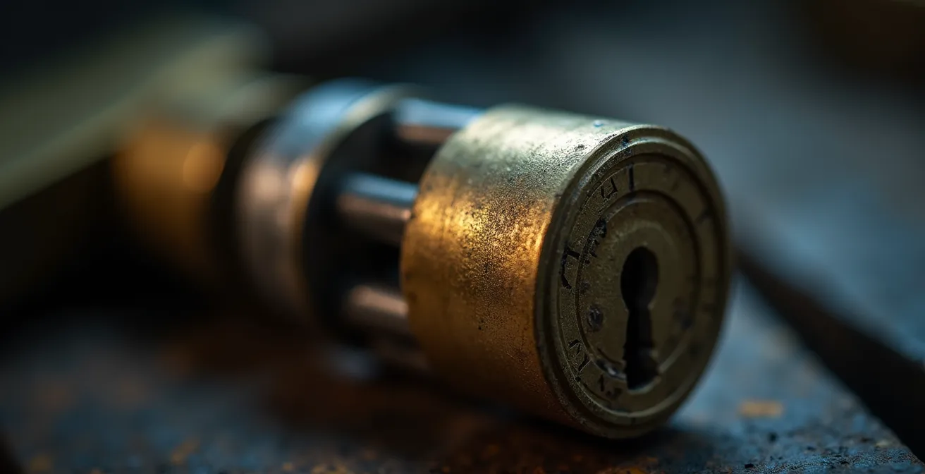 Gros plan sur mécanisme de cylindre haute sécurité