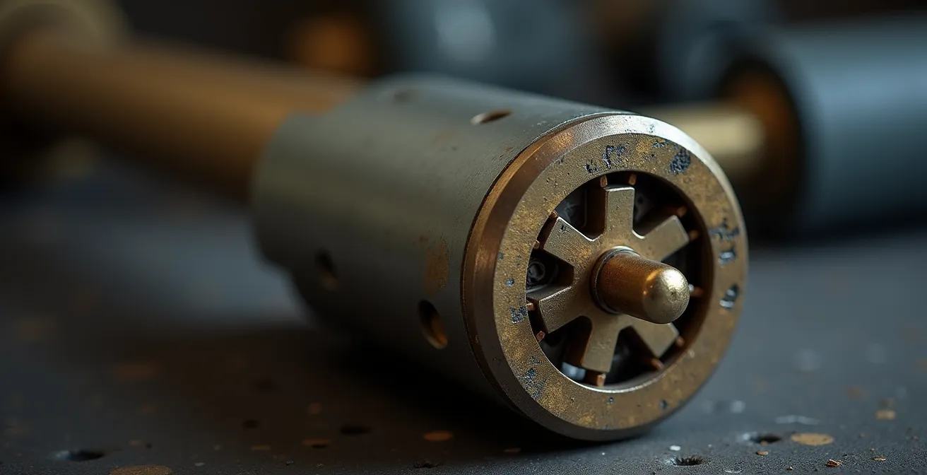 Détail en gros plan d'un cylindre de serrure examiné